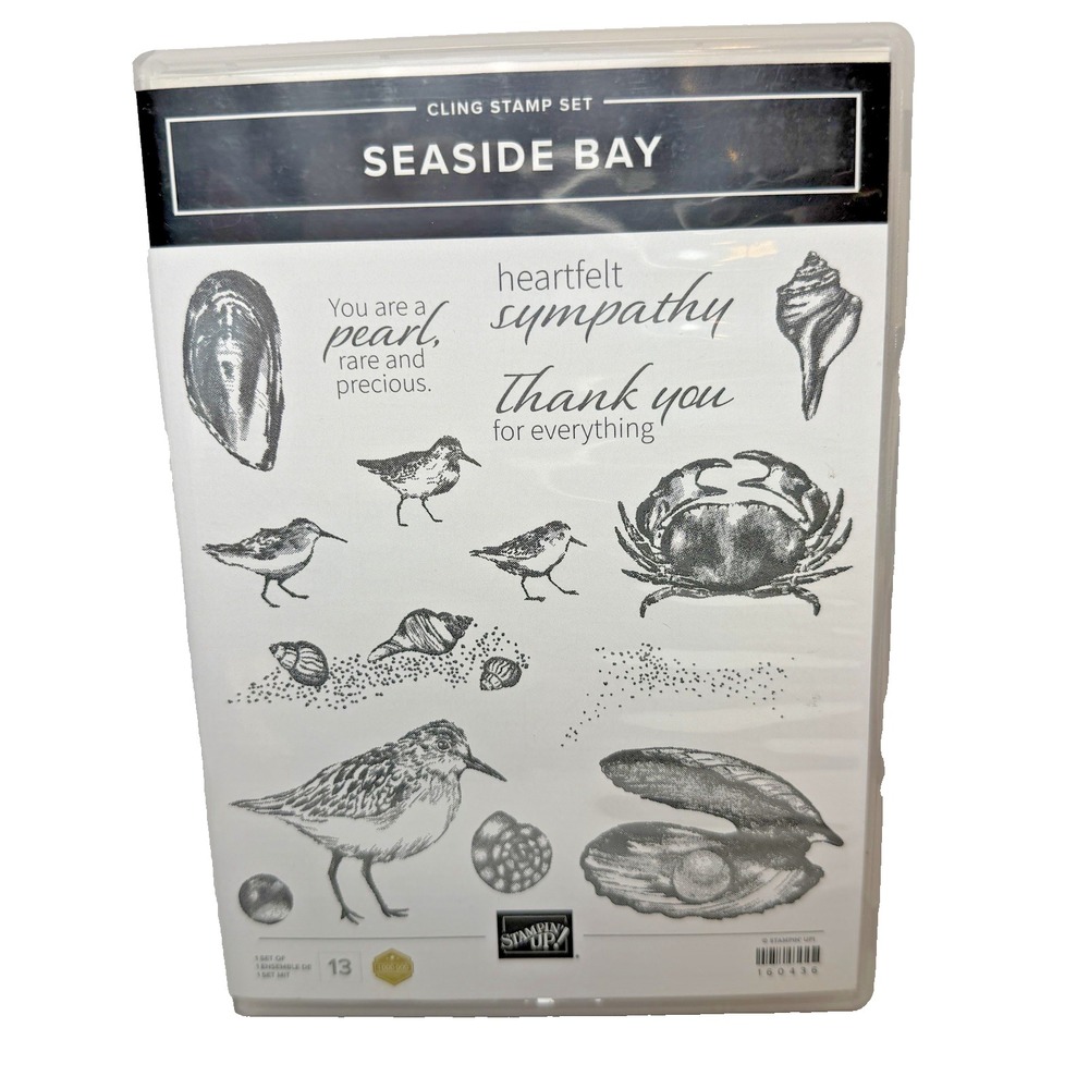 Stampin' Up! Seaside Bay Cling Stamp Set Bird Crab Oyster Beach Shell 160436 NEW